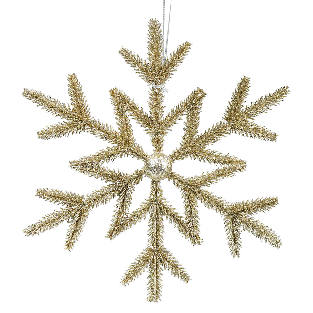 Platinum Glittered Pine Snowflake