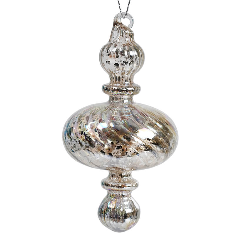 Iridescent Mercury Glass Round Finial Ornament