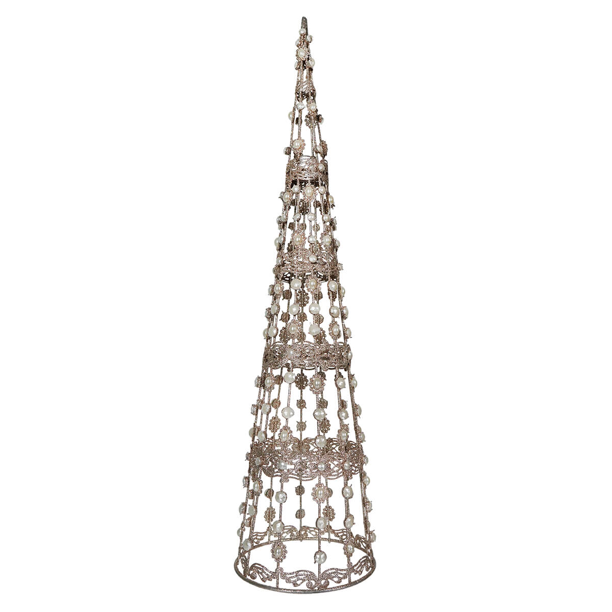 Large Filigree Wire Cone Tree With Jewels