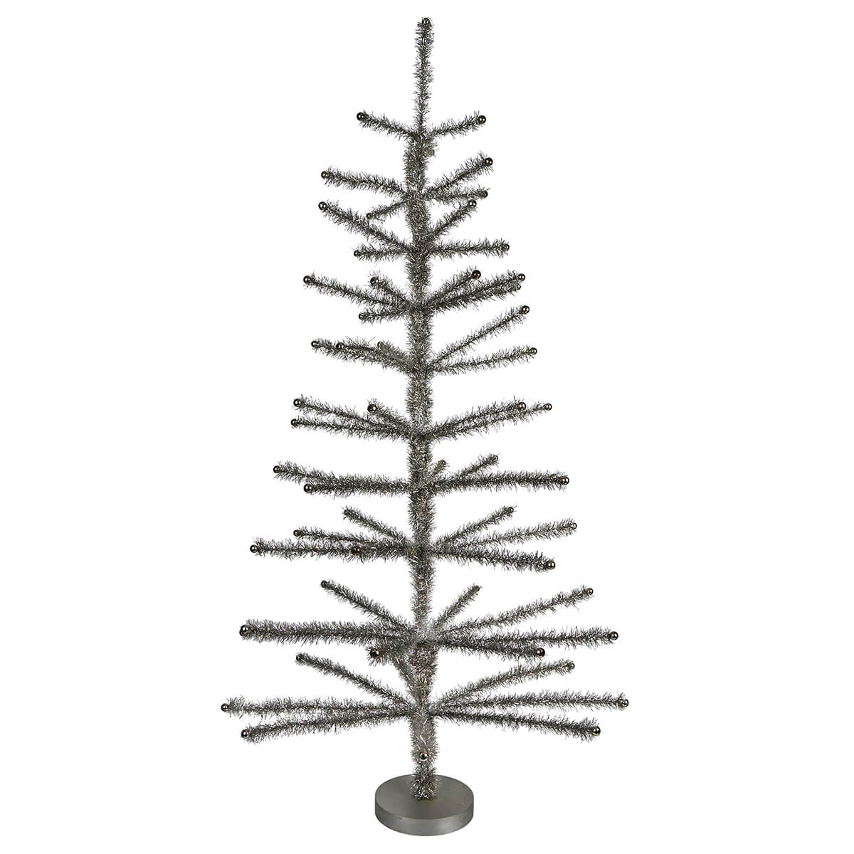 Large Pewter Tinsel Tree With Beaded Tips