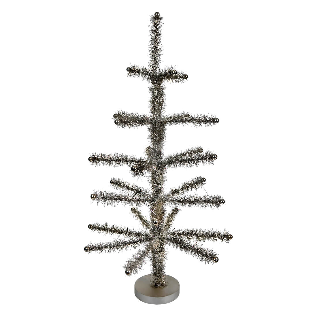 Short Pewter Tinsel Tree With Beaded Tips
