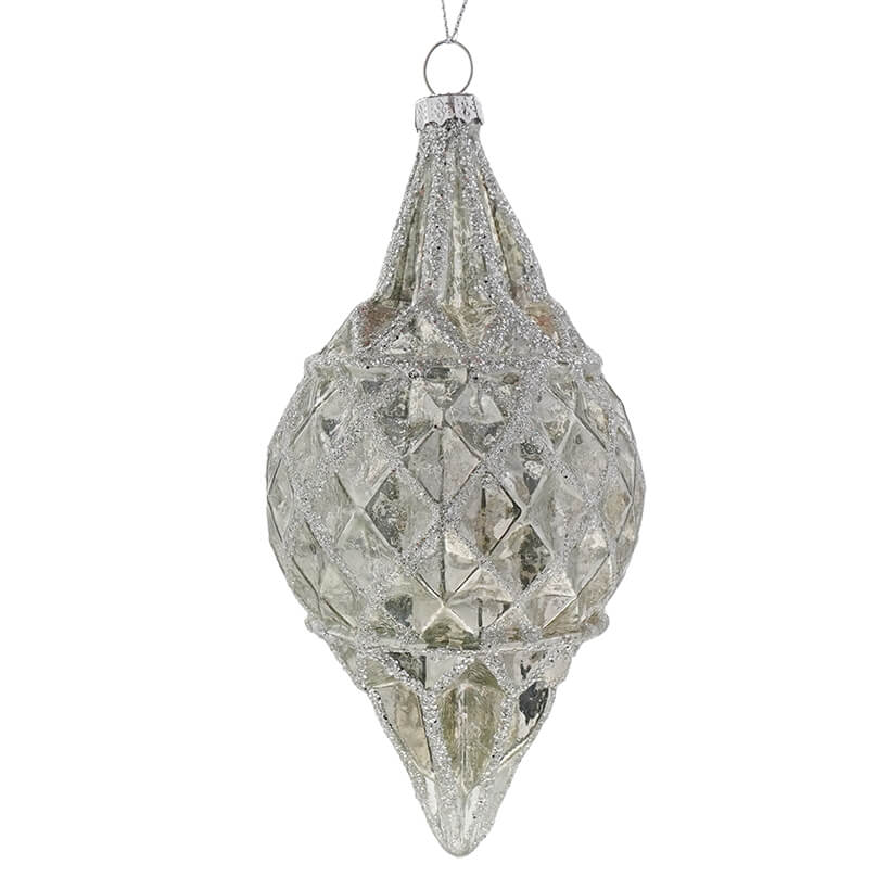 Sage Green Mercury Glass Reverse Hobnail Finial Ornament