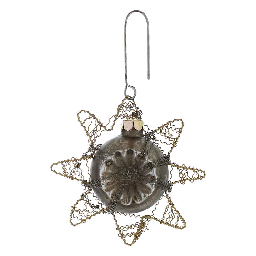 Bronze Wire Wrapped Mercury Glass Star Ornament