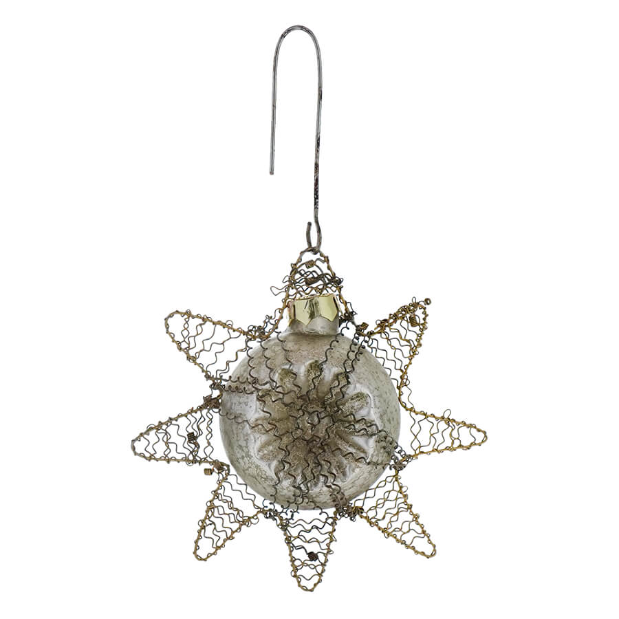 Silver Wire Wrapped Mercury Glass Star Ornament