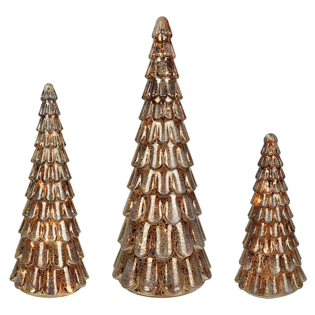 Frosted Copper LED Mercury Glass Finials Set/3