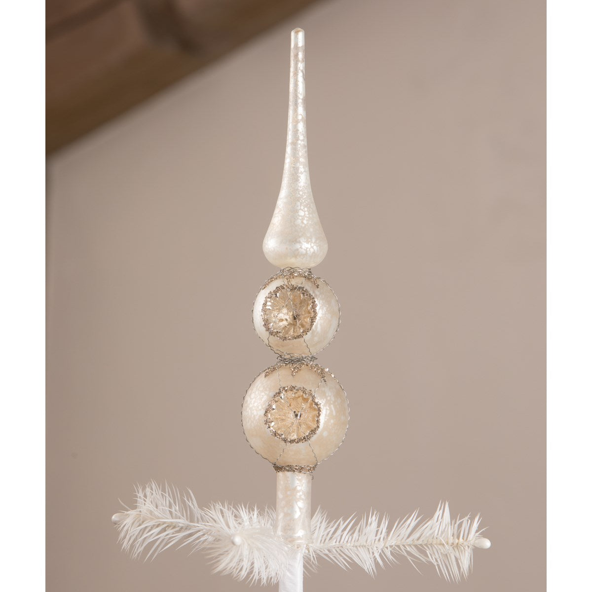 White Indent Finial Tree Topper