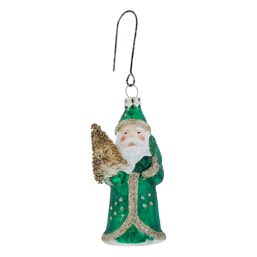 Green Jewel-Tide Santa Ornament
