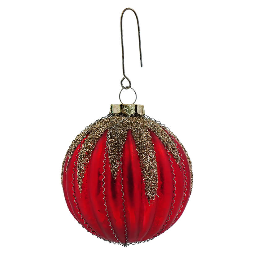 Red Jewel-Tide Glass Glitter Drip Ornament