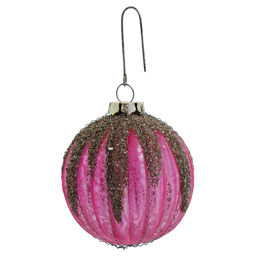 Pink Jewel-Tide Glass Glitter Drip Ornament