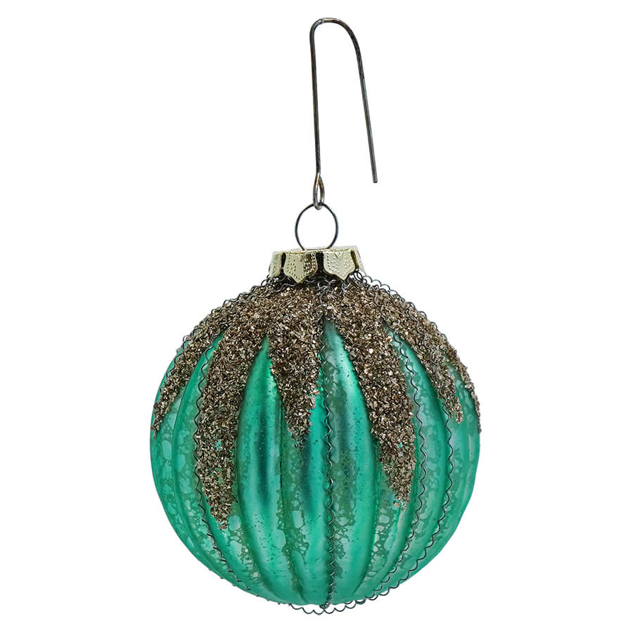 Turquoise Jewel-Tide Glass Glitter Drip Ornament
