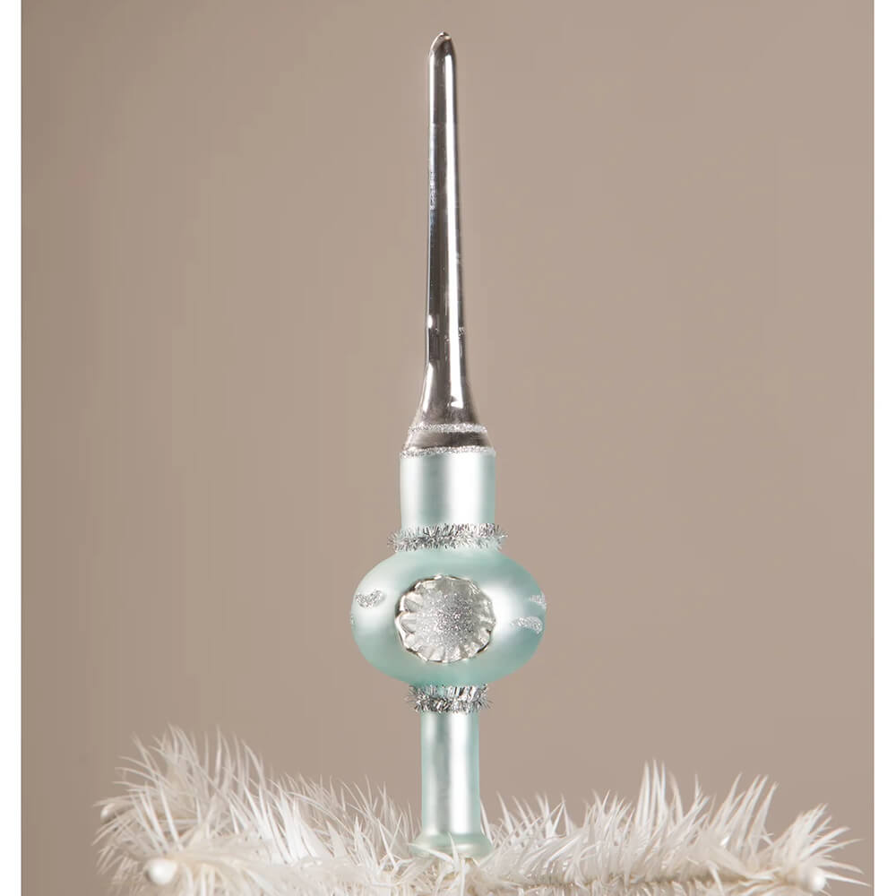 Small Frosted Aqua Indent Tree Topper