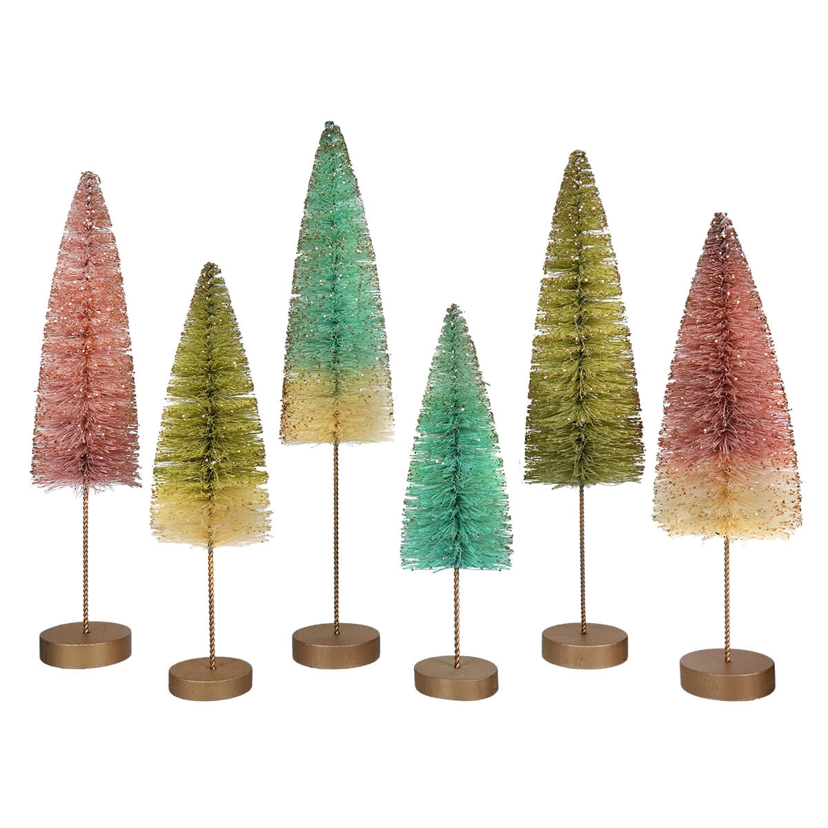 Green Ombre Mini Bottle Brush Trees Set by Bethany Lowe