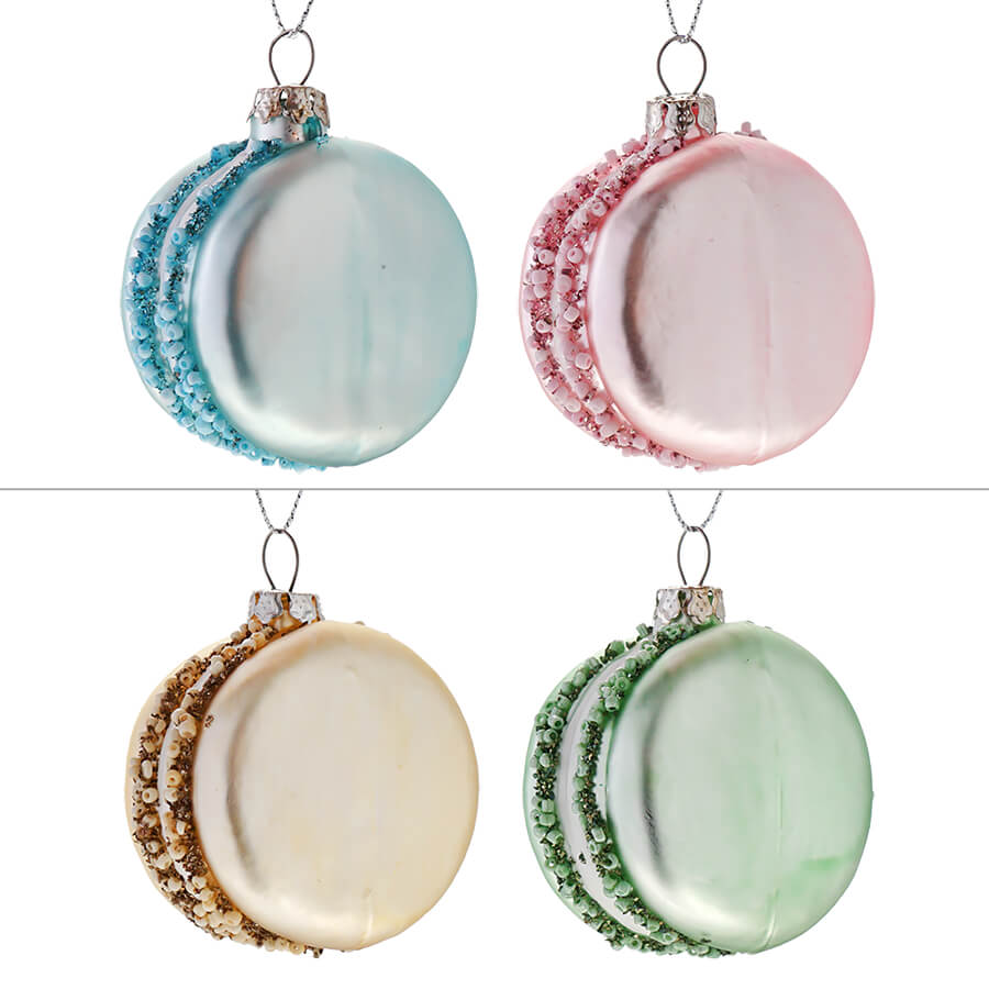Pastel Glass Macaron Ornaments Set/4