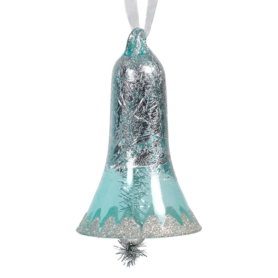 Retro Blue Glass Bell Ornament