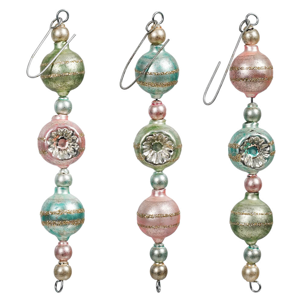 Pastel Dripping Drop Glass Ornaments Set/3
