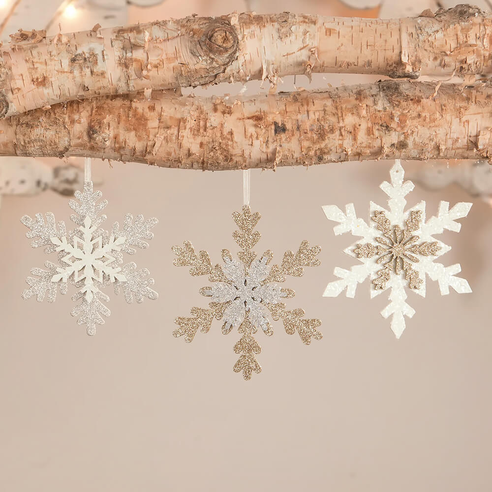 Silver and Gold Snowflake Ornaments Set/3