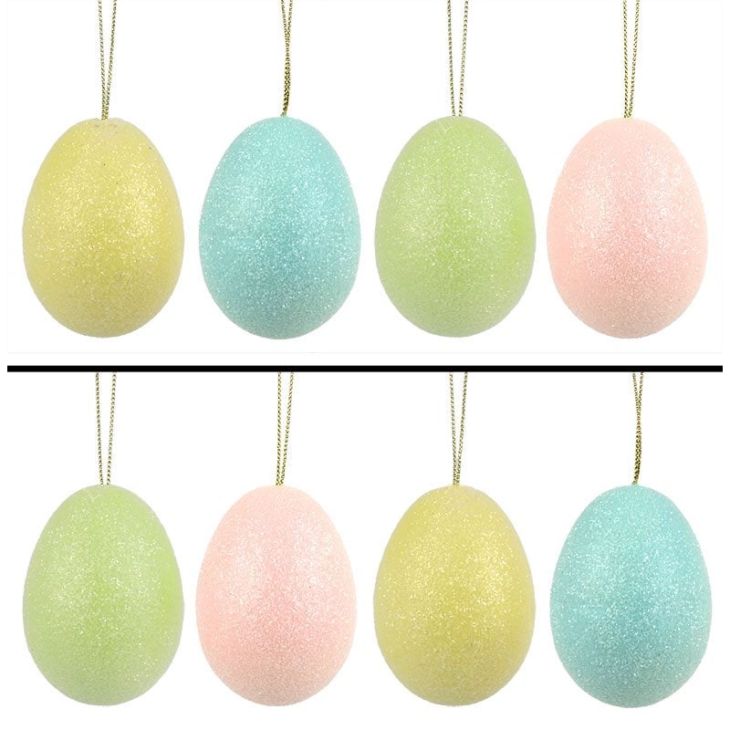 Pastel Glittered Eggs Set/8