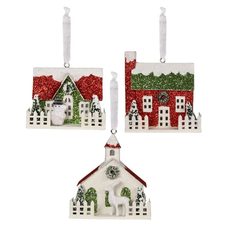 Merry & Bright House Ornaments Set/3