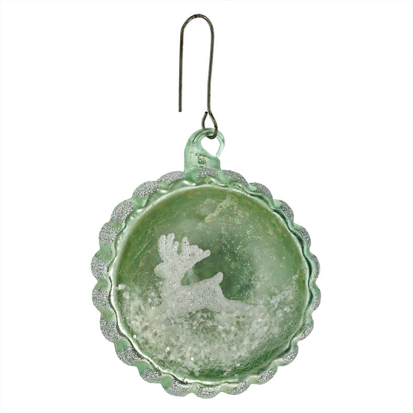 Green Pastel Leaping Stag Indent Ornament