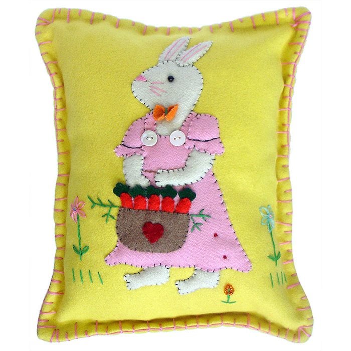 Girl Rabbit With Basket of Carrots Pillow