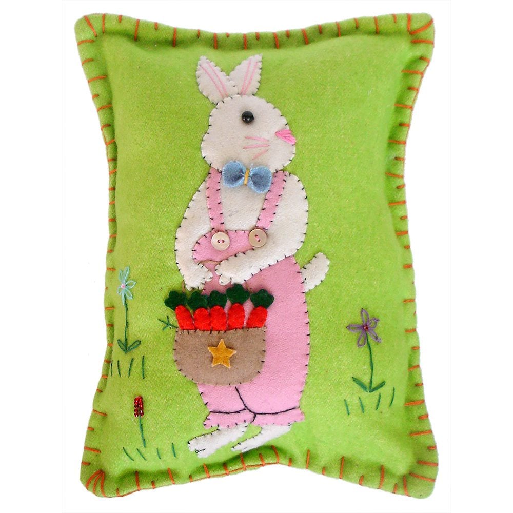 Boy Rabbit With Basket of Carrots Pillow