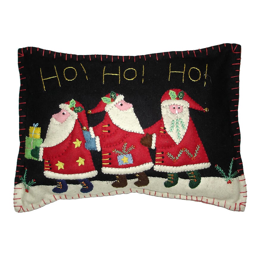 Three Santas Delivering Presents Pillow