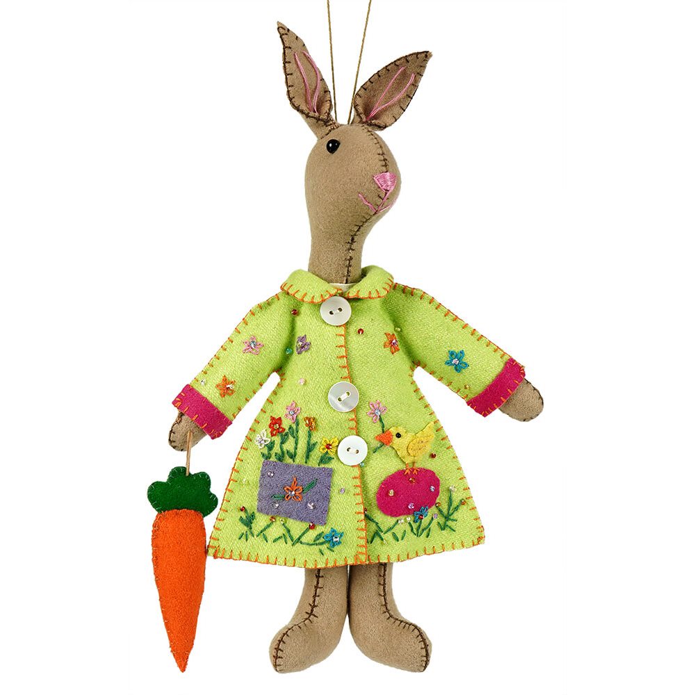 Brown Rabbit with Green Dress Ornament