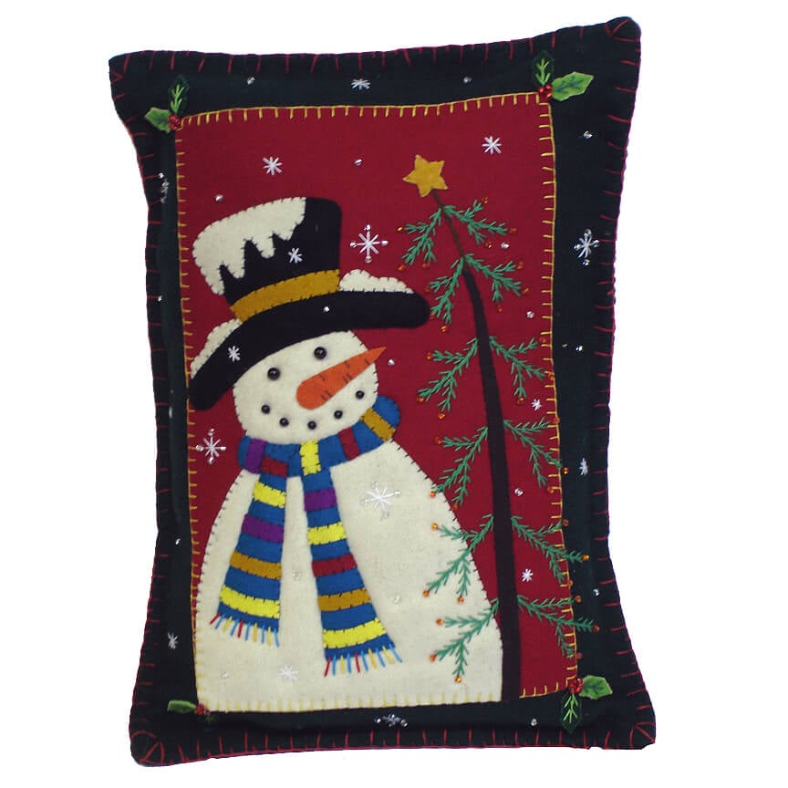 Snowman With Hat & Tree Pillow