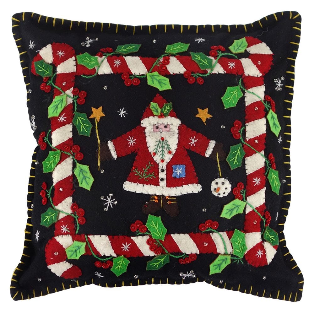 Santa In Candy Cane Frame Pillow