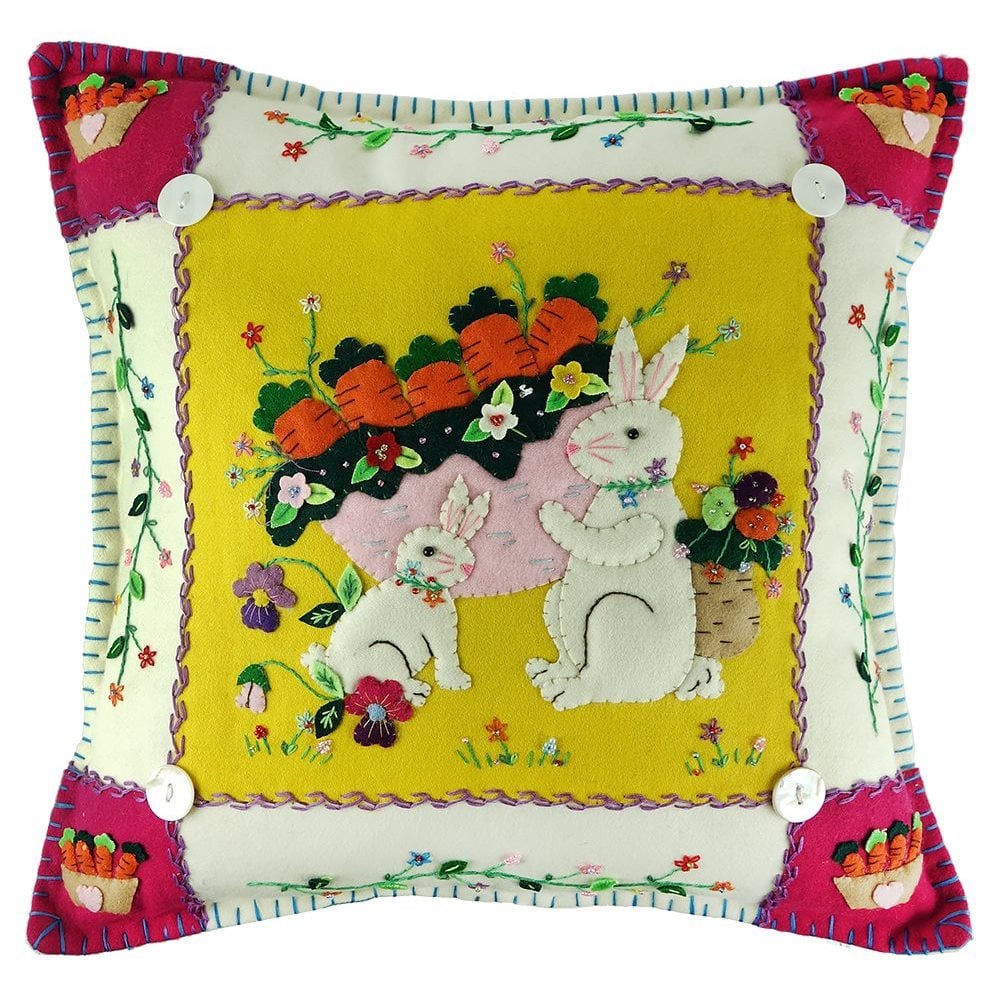 Two Bunnies at The Carrot Harvest Pillow