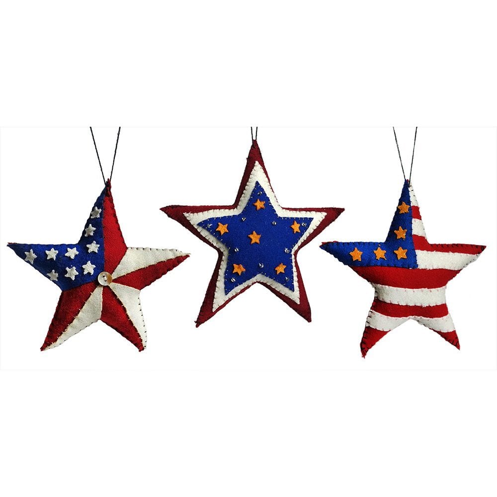 Patriotic Star Ornaments Set/3