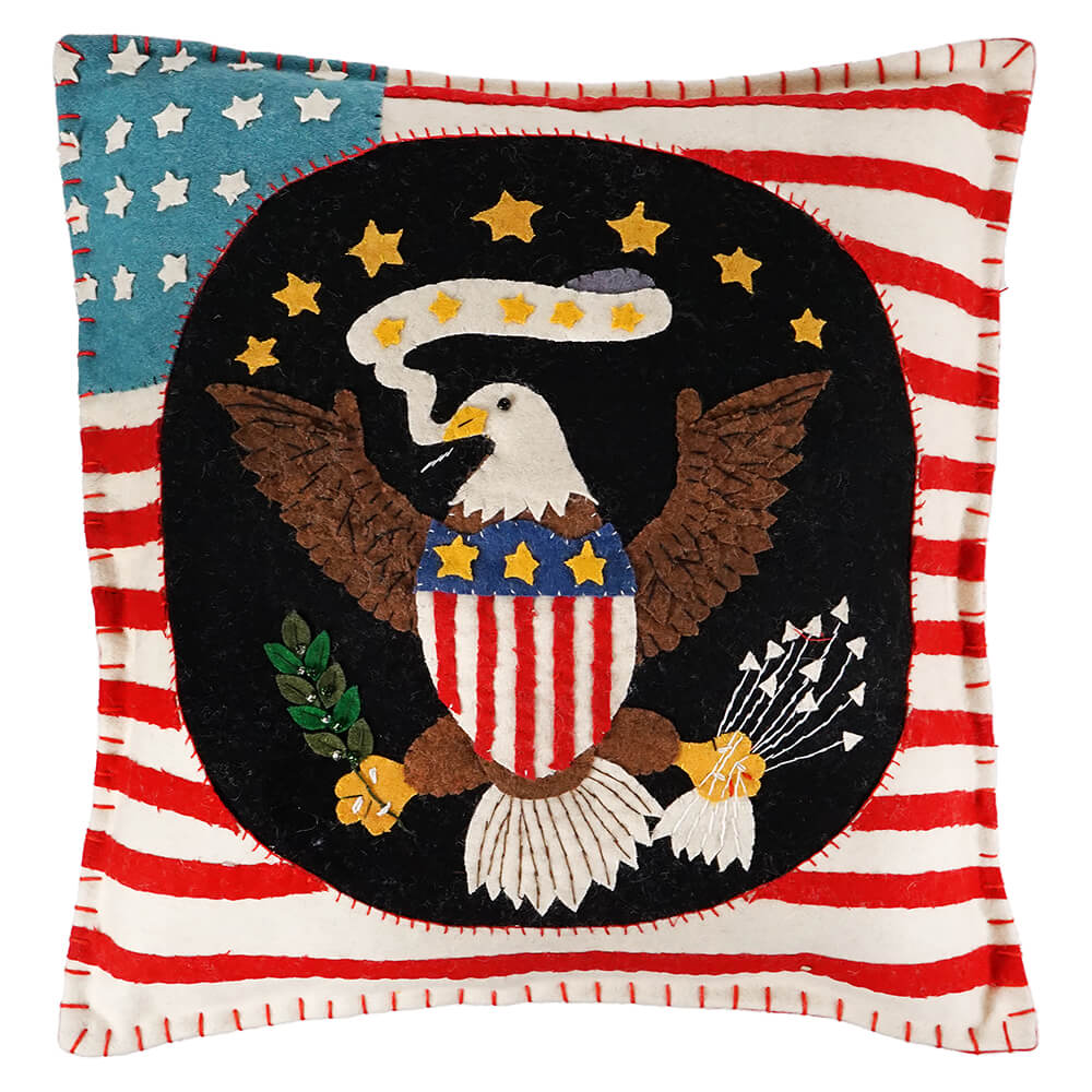 Flag Pillow With Eagle