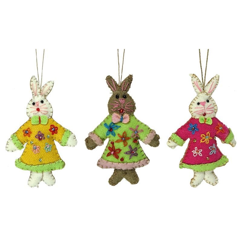 Mini Dressed Bunny Ornaments Set/3