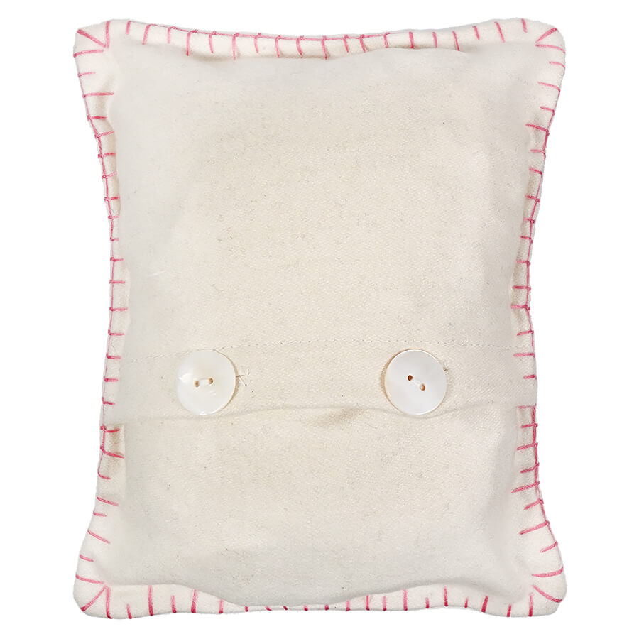 White Pillow With Red Heart & Cupid
