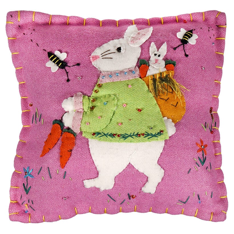 Bunny Strolling In The Field Pillow
