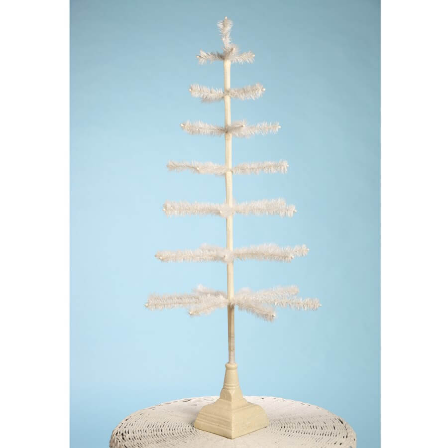 Ivory Feather Tree with Glittered Base