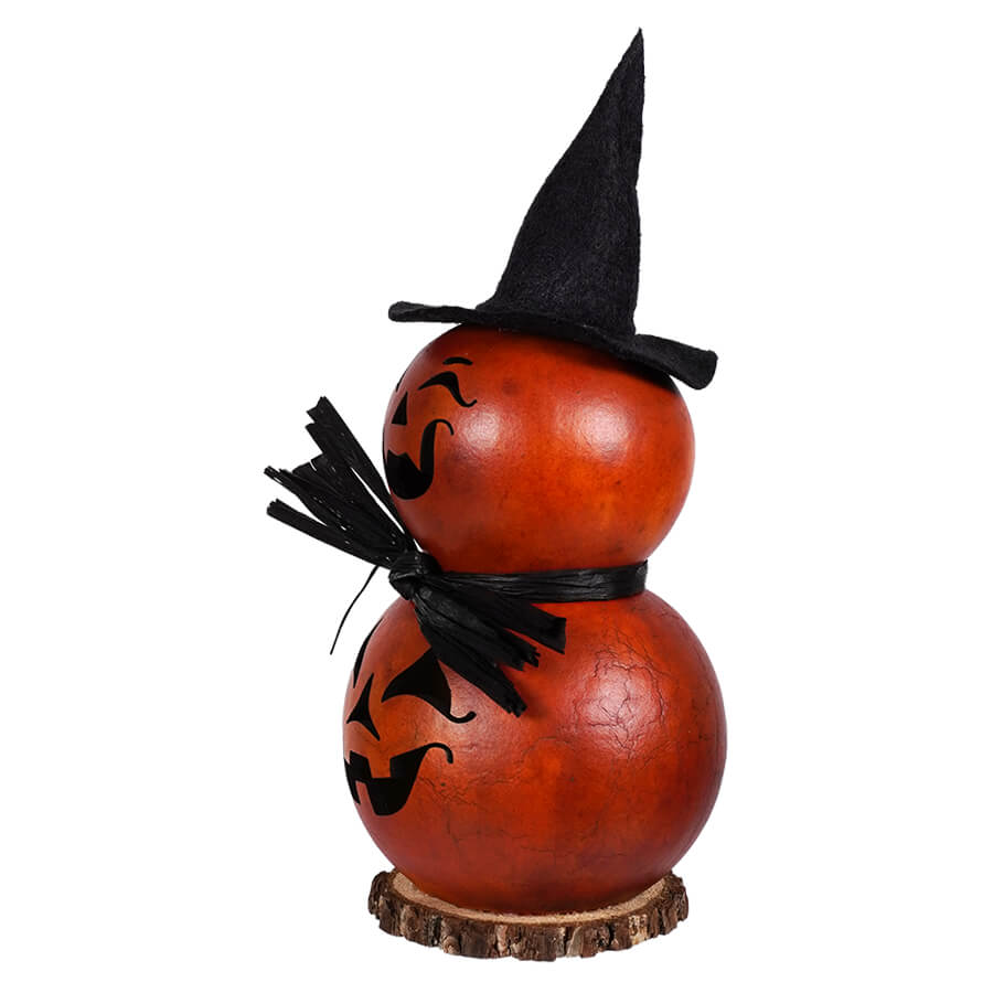 Tiny Harlow Jack-O'-Lantern Wearing Witches Hat Gourd