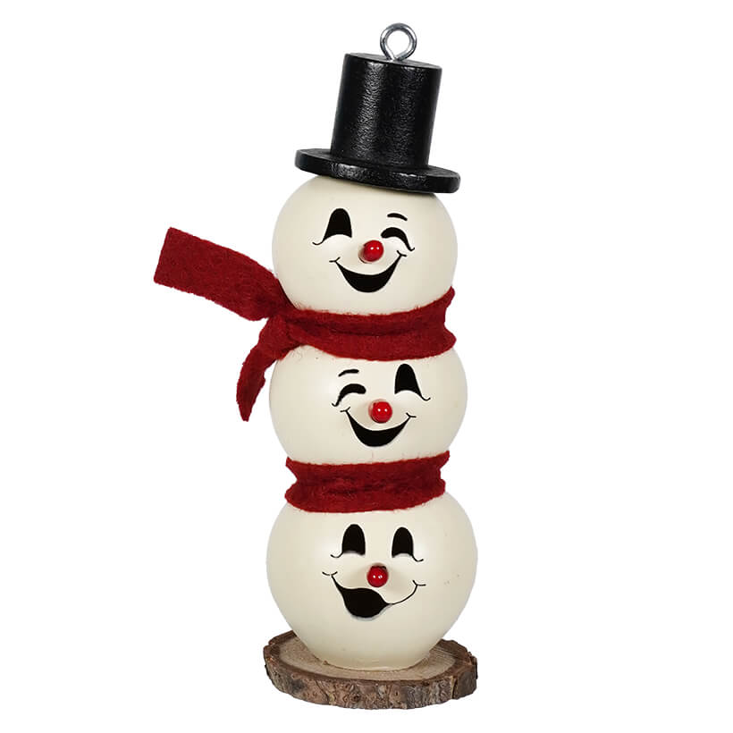 Lil Blake Triple Stacked Snowmen Gourd Ornament