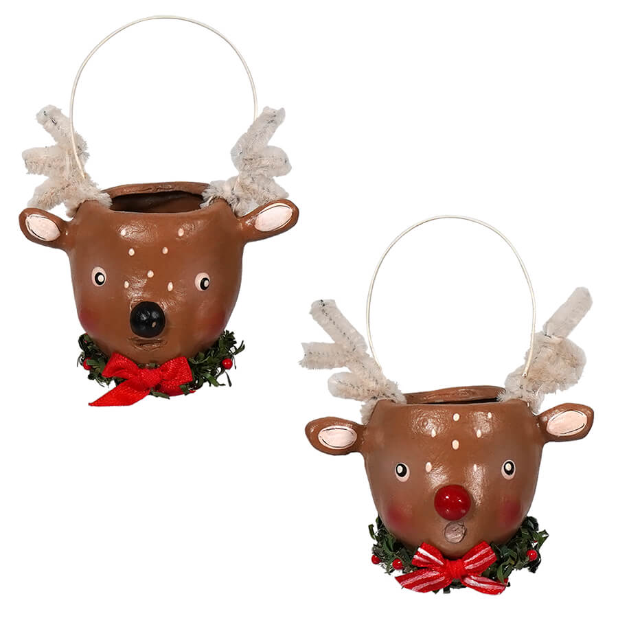 Mini Reindeer Bucket Ornaments Set/2