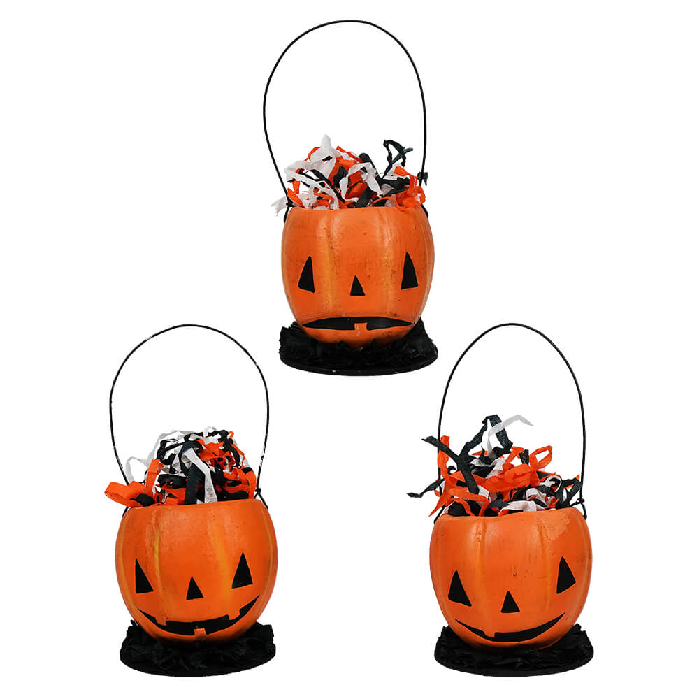 Mini Pumpkin Bucket Ornaments Set/3