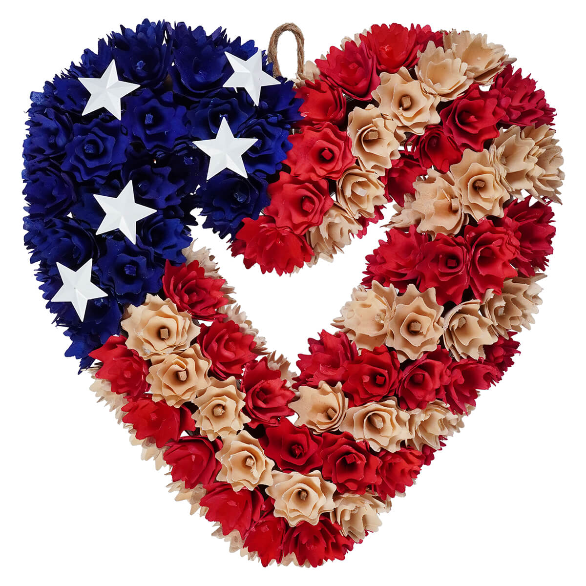 Wood Shaving Independence Heart Wreath