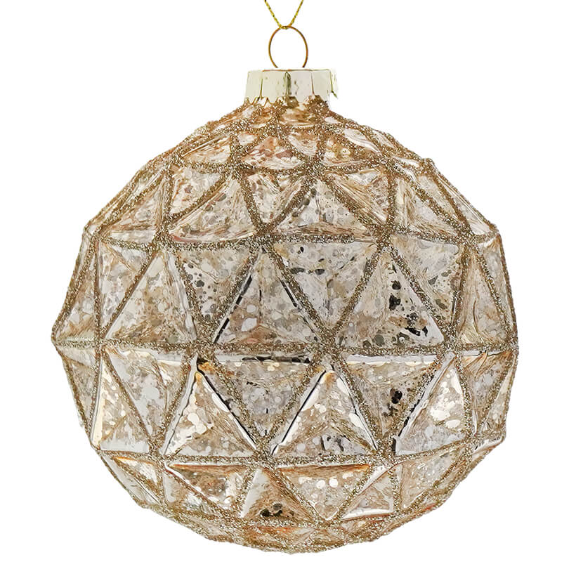 Glittered Triangle Geo Shaped Ball Ornament