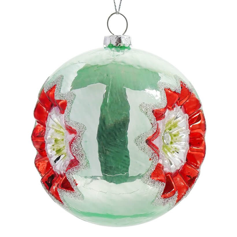 Glass Retro Mint Reflector Ball Ornament