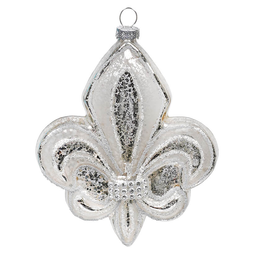 Glass Fleur De Li With Diamonds Ornament