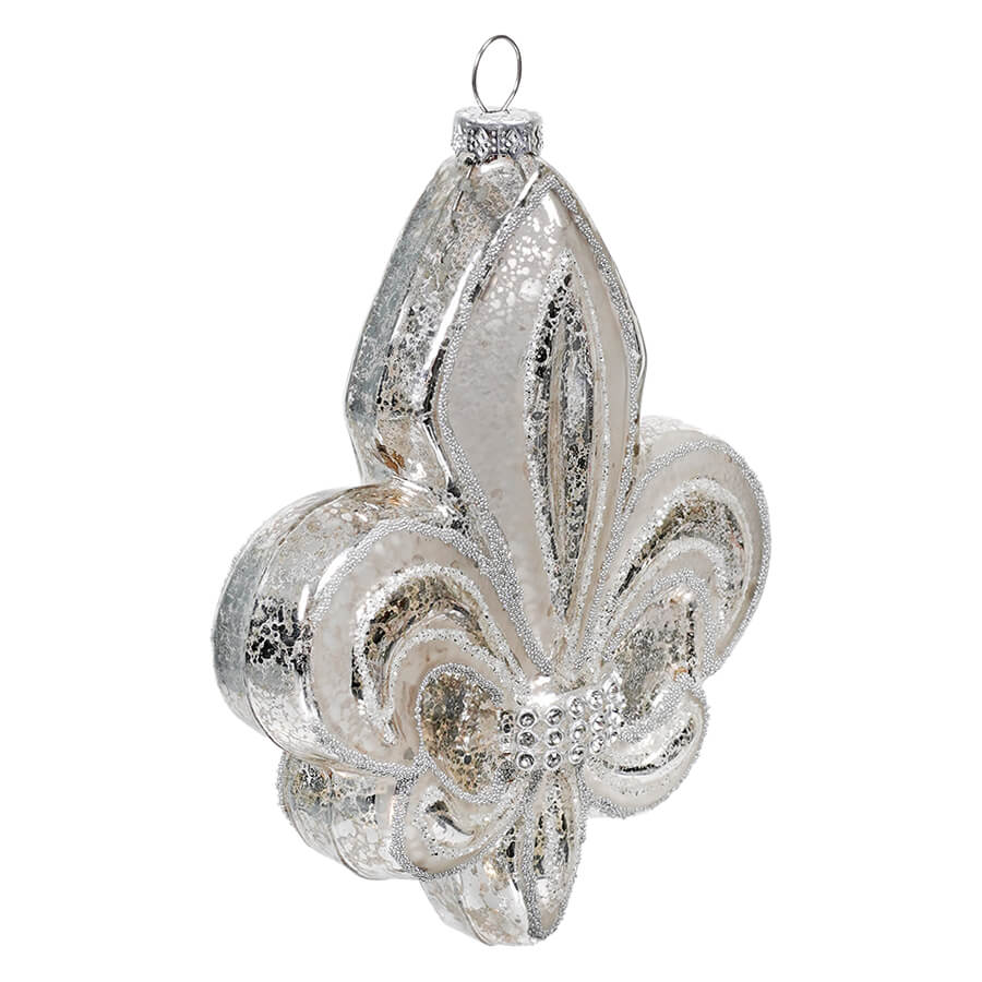 Glass Fleur De Li With Diamonds Ornament
