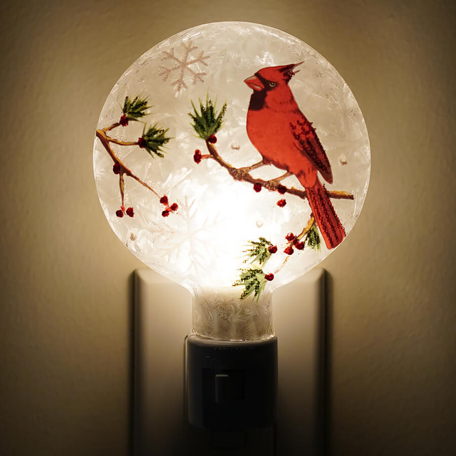 Oval Glass Cardinal Night Light