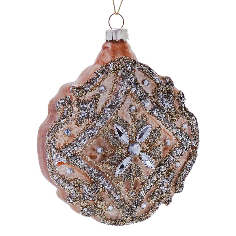 Glass Jeweled Encrusted Floret Disc Ornament
