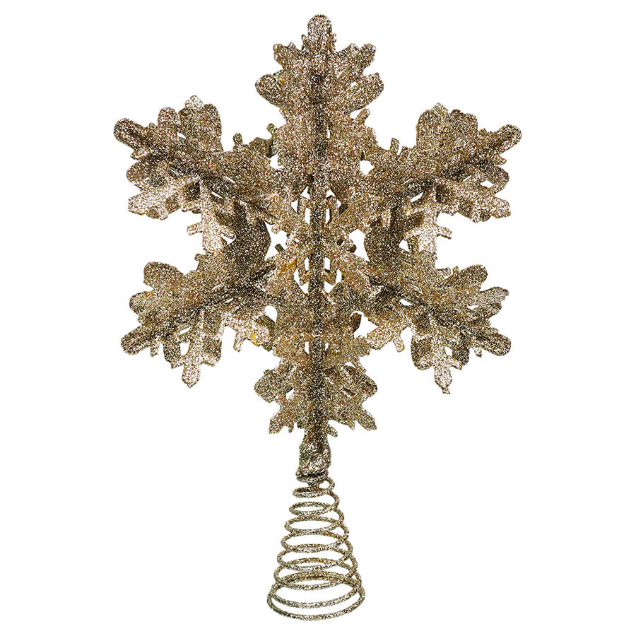 Glittered 3D Gold Snowflake Tree Topper