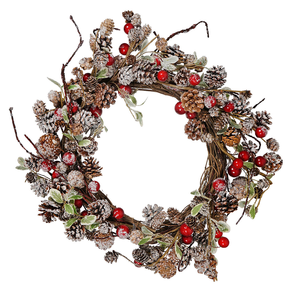 Frosted Leaf, Pine Cone & Berry Wreath