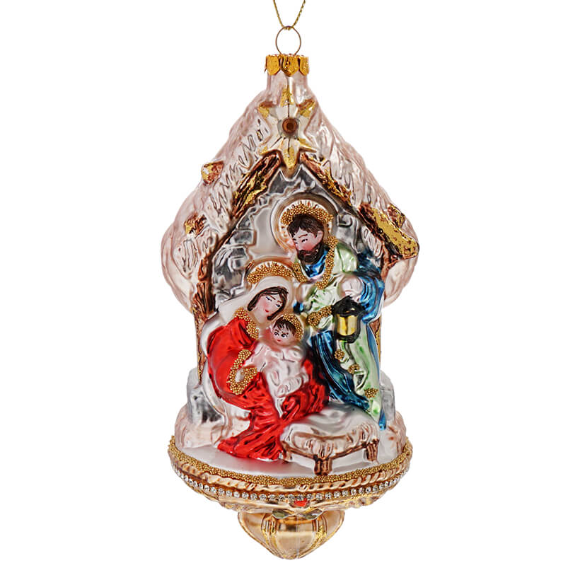 Glass Nativity Family Ornament